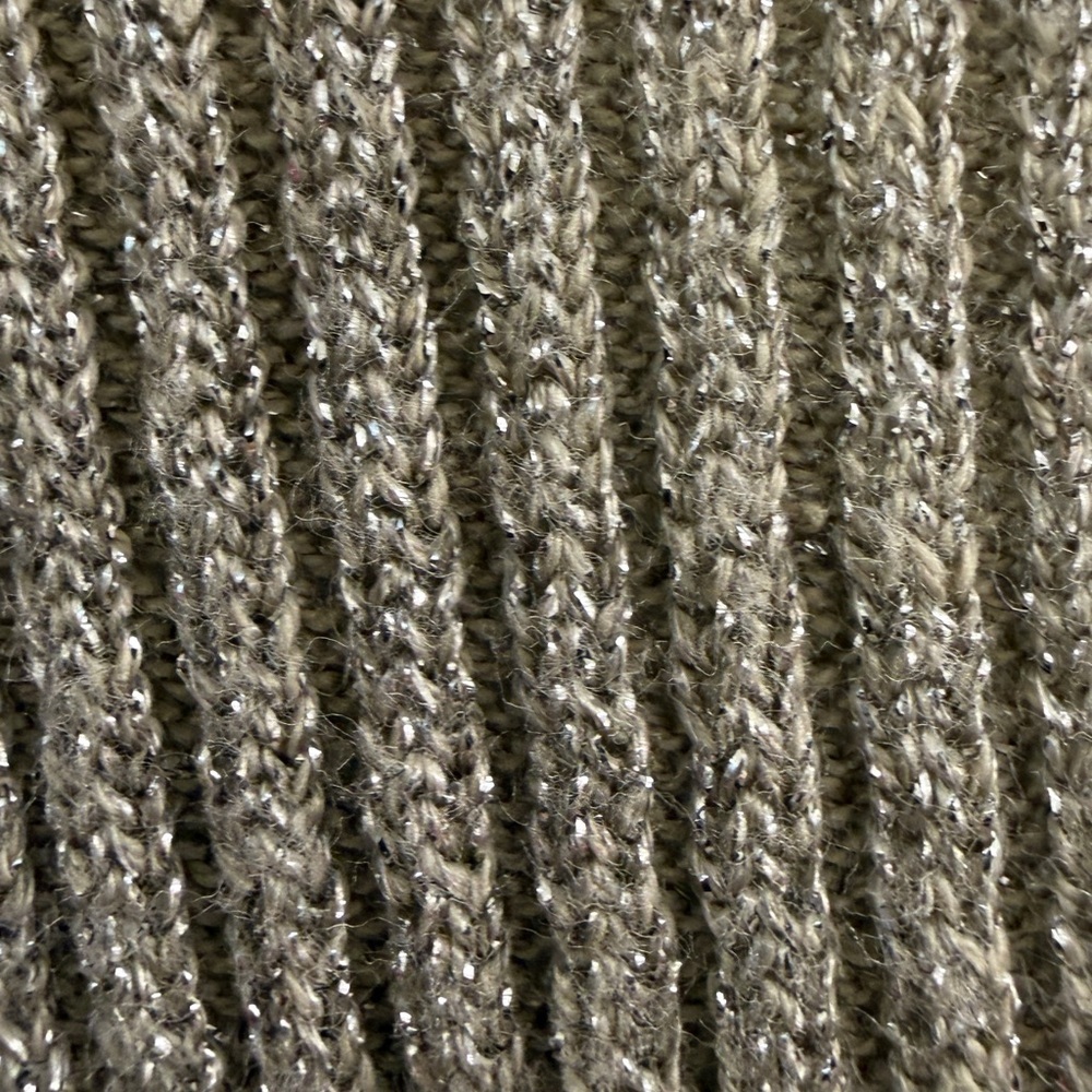 Lauren Ralph Lauren Gold Metallic V-Neck Sweater XL Shimmer Ribbed Knit - Picture 7 of 11